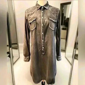 Ryan Michael Western Black Wash Denim Full Snap Front Dress MEDIUM 9D1012